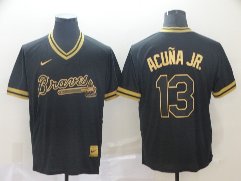 Men's Atlanta Braves Ronald Acuna Jr. #13 Black Jersey